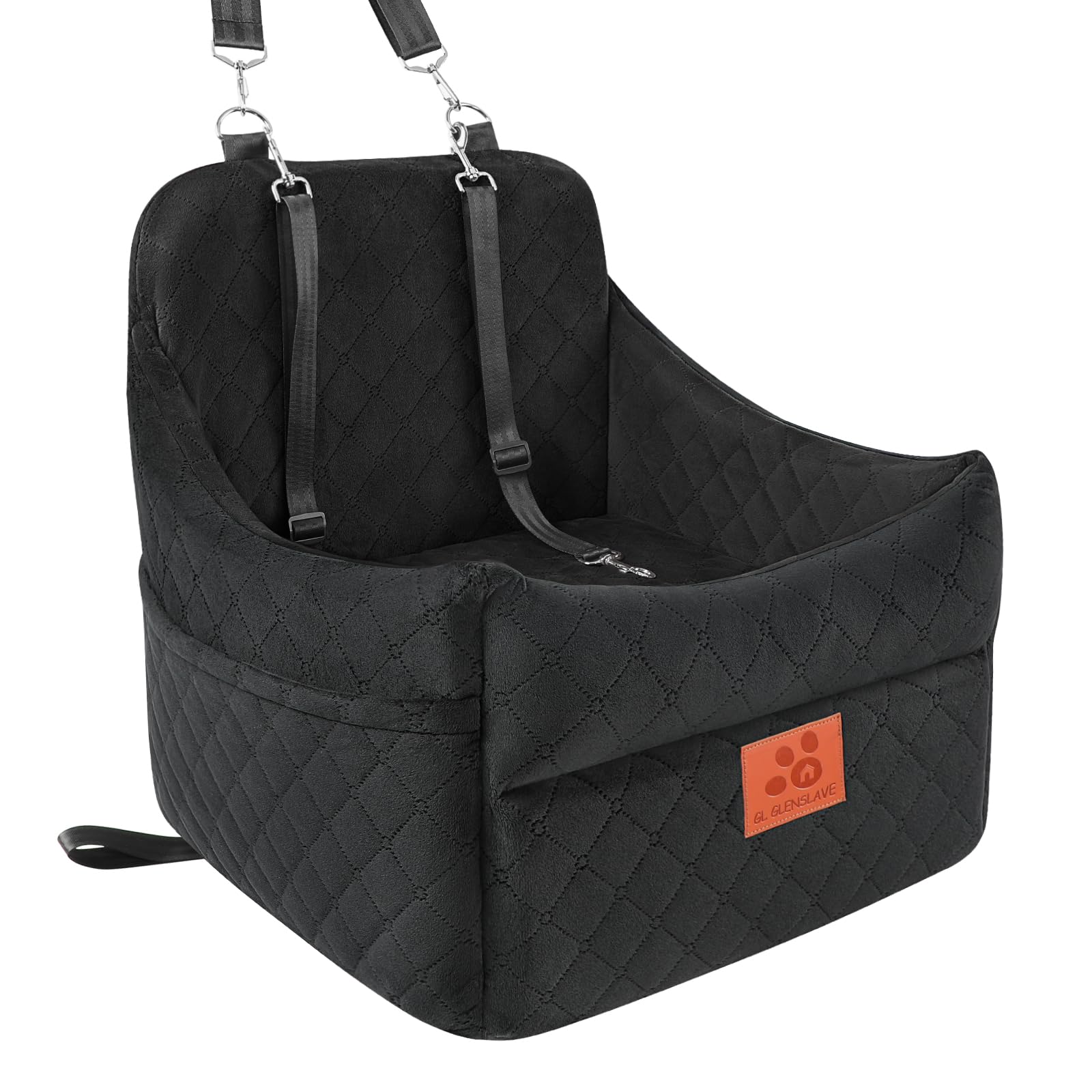 GL GLENSLAVE Asiento de coche para perros pequeños y medianos, asientos de coche elevados para perros con cojín grueso para perros de menos de 35 libras, asiento de coche desmontable lavable para