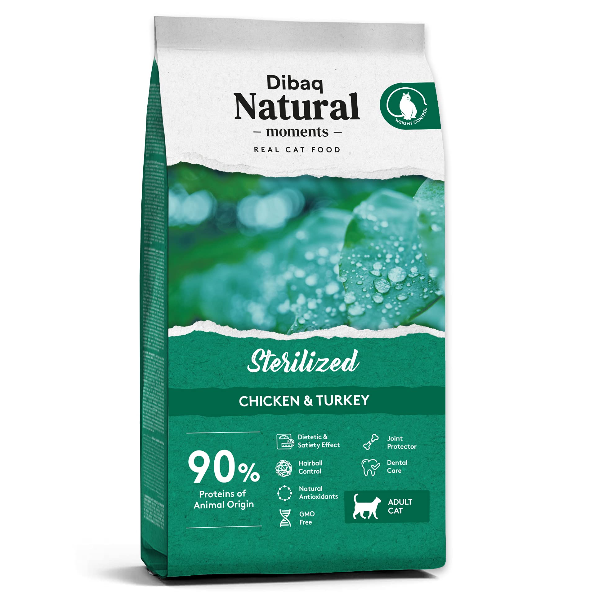 Dibaq Natural Moments: pienso de Pollo y Pavo para Gatos esterilizados. Ingredientes 100% Naturales. 2 Kg