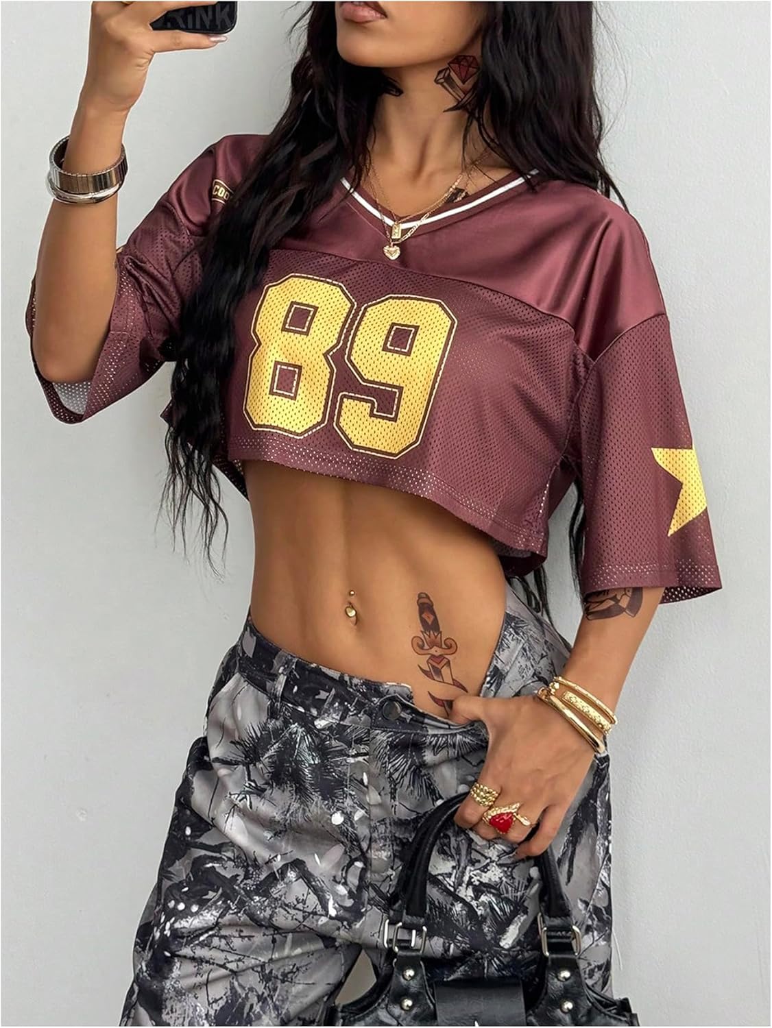 Verdusa Jersey Shirts for Women Y2K Number Graphic Crop Tops Half Sleeve Summer Tees - Image 3