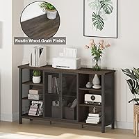 Vista 6 de FATORRI Gabinete de bar de vinos para licor y vasos, gabinete de barra de café industrial, aparador de granja y gabinetes de buffet