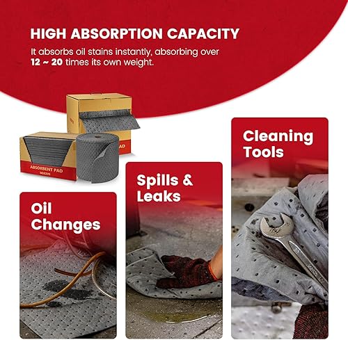 Miniatura 5 de Almohadillas absorbentes universales  Paquete de 100 alfombrillas absorbentes de agua de 16 x 20 pulgadas  Control industrial de derrames para fugas