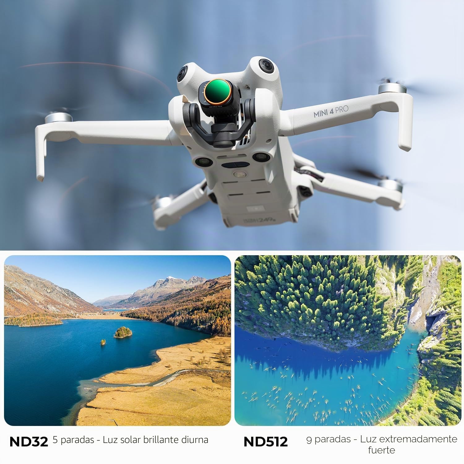 K&F CONCEPT Mini 4 Pro ND Filtro Variable, Filtro Variable ND32-512 Compatible con dji Mini 4 Pro con 28 Capas Nano Revestimiento
