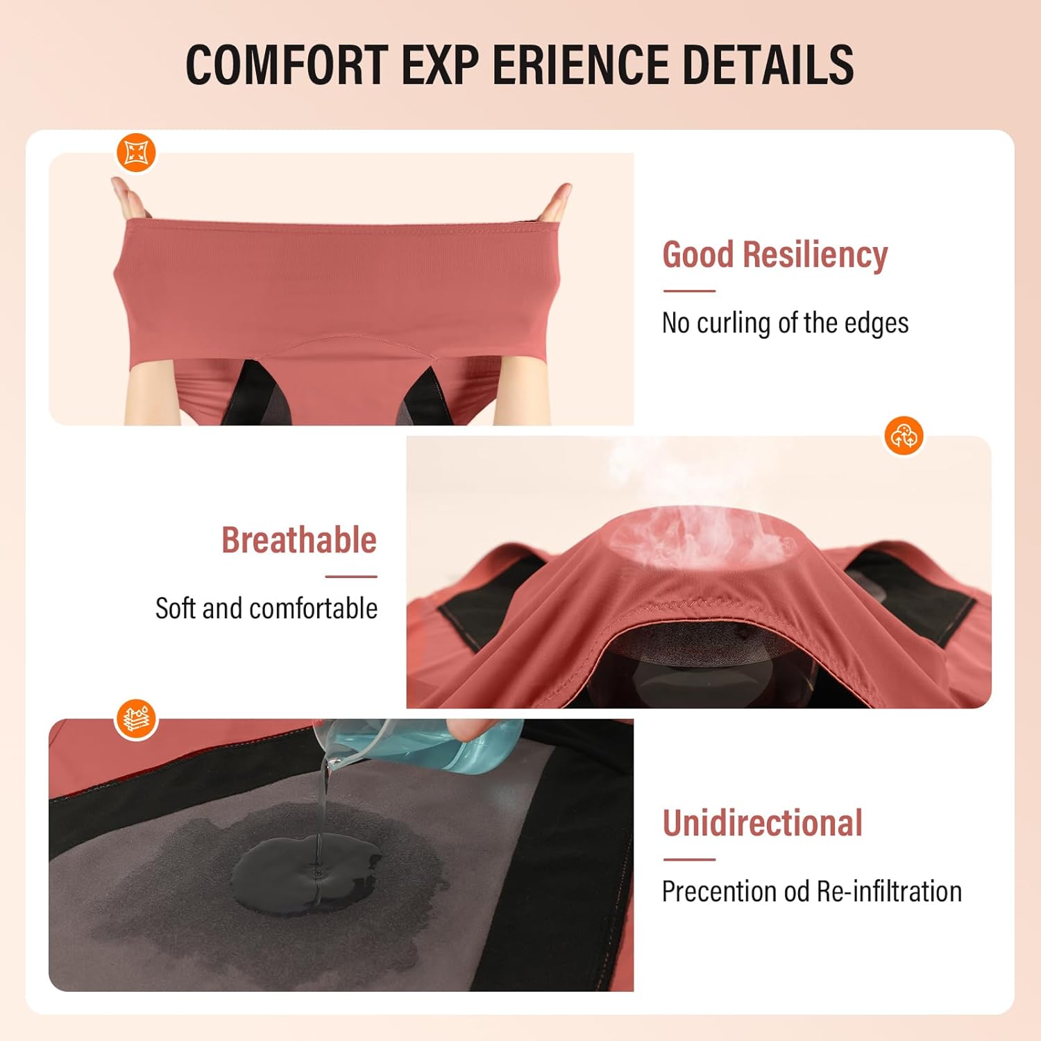 Incontinence Underwear for Women Washable Leak Proof for Women 5oz High Absorbent Womens Incontinence Panties for Bladder Leakage Protective Panties 3pk-L (Black/Beige/Orange) - Image 4