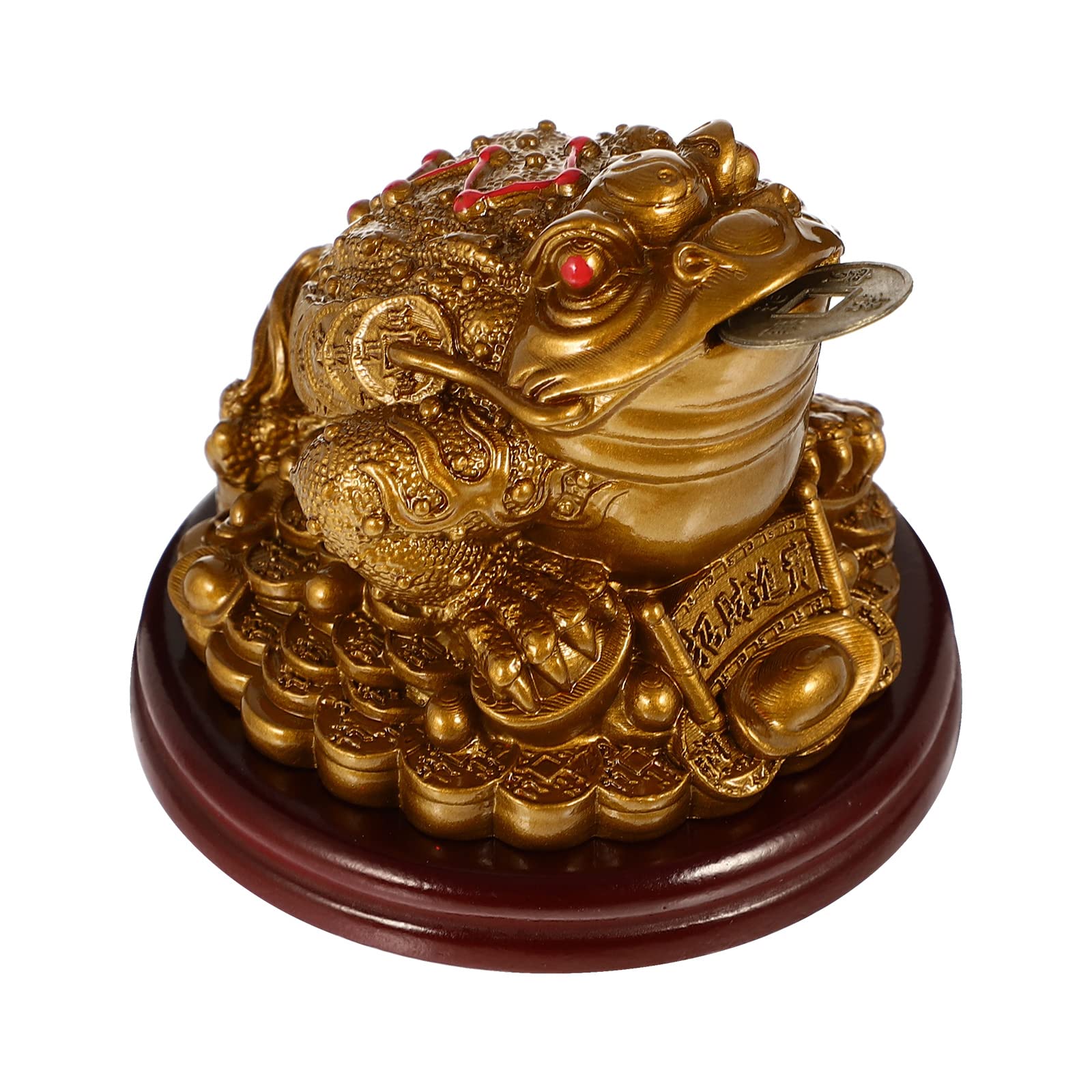 Lucky Frog Coin, Lucky Money Frog Toad Chinese Brass Feng Shui Statue Charm for Prosperity Home Decoration