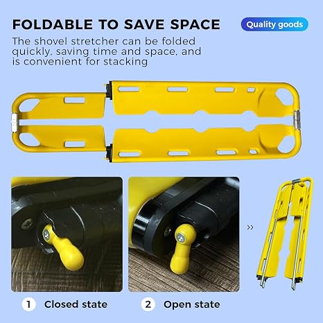 Portable Folding Stretcher, Medical Emergency Stretcher, Scoop Stretcher with Straps, Load Capacity 400lbs, for Patient Transfer, First Aid, Hospital, Ambulance, Rescue