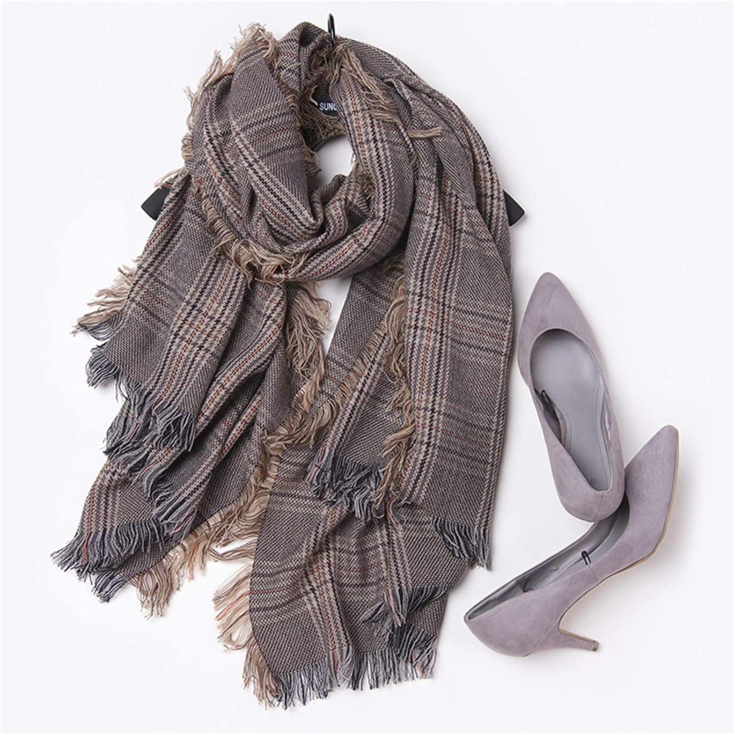 マフラー レディース ストール レディース スカーフ クラシック フリンジ チェック柄 スカーフ 暖かさ ソフト 厚手 ラージ ブラ