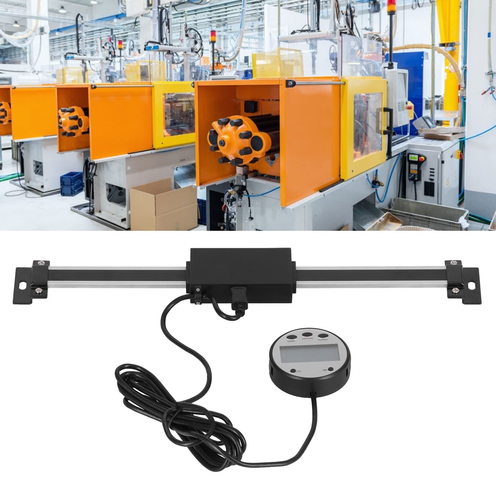 Calibre lineal con pantalla digital, regla de medición con pantalla digital de aleación de acero inoxidable y aluminio, resolución de 0,01 mm, base magnética para tornos y (0-200 mm)