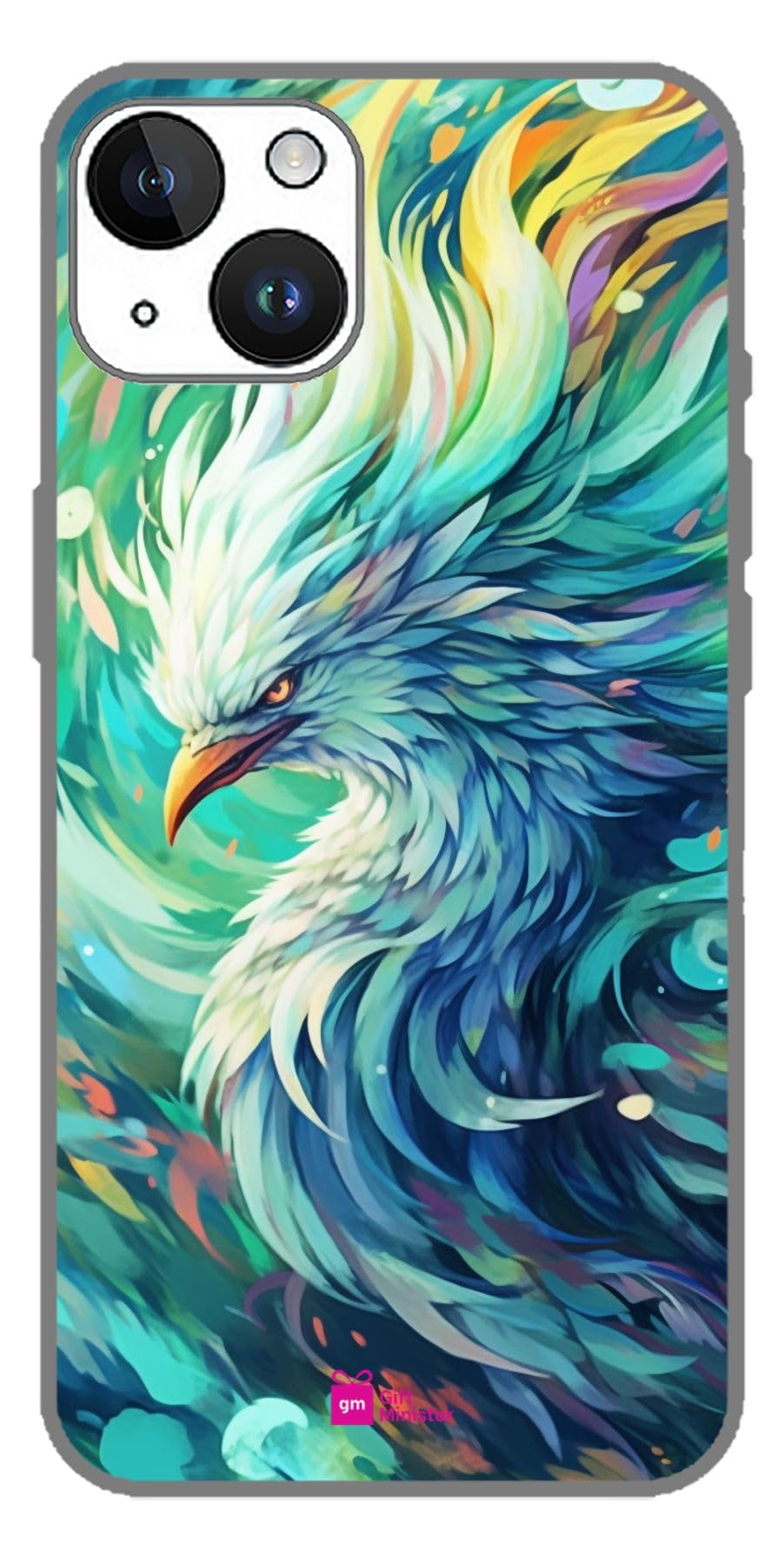 Gift Minister|Silicone Designer Cover for Apple iPhone 14 Aquamarinecover - Anime White Phoenix Underwater Cyan Brown Image Graffiti Beige Aquamarine Protective Anti-Fingerprint Dustproof 1Pcs 1696A