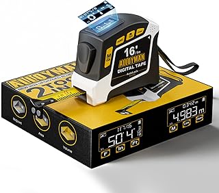 Alloyman 2-in-1 Digital Tape Measure, 16Ft Length, 6 Unit Options, 4 Measuring Modes, Stores 50 Records, Auto Lock with Magnetic Hook, Waterproof & Drop-Resistant