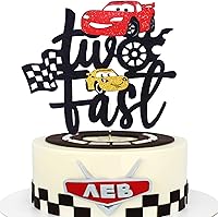 Vista 1 de MEMOVAN Decoración de Pastel Dos Rápido Coche de Carreras 2do Decoraciones de Pastel Coche de Carreras Decoración de Pastel de Cumpleaños para Coche
