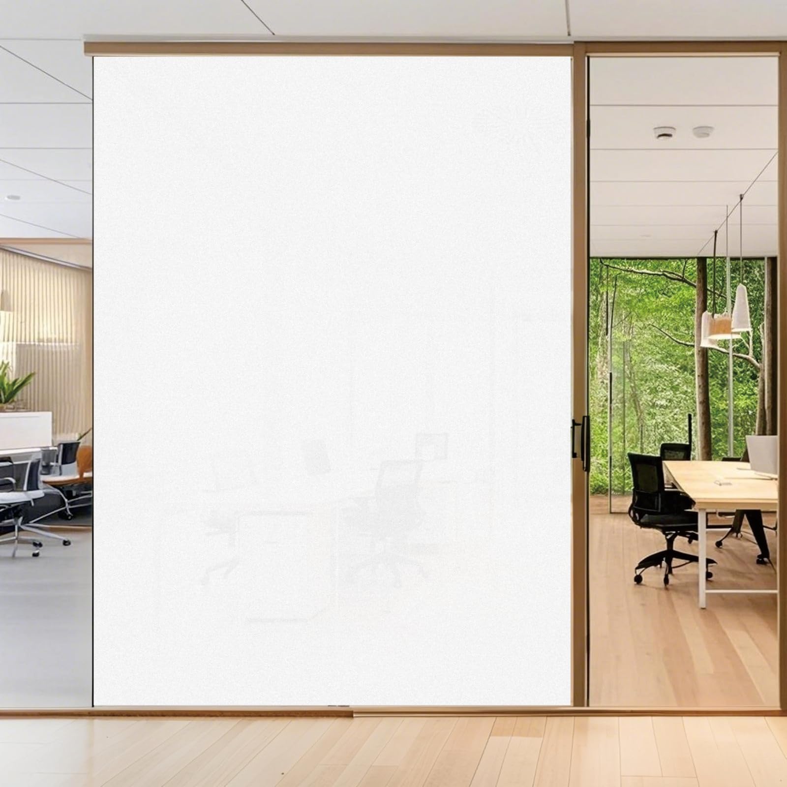Window Privacy Film 85 x 115 cm Blocks UV Static Cling No Glue Removable Heat Cotrol, Privacy Protection, Glass Windows Frosted, Opaque Removable Film for Home Office, White frosted