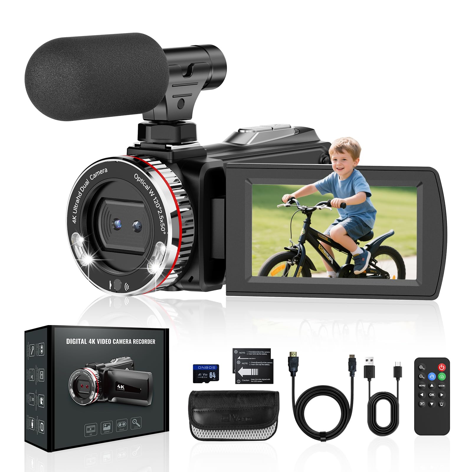 Amazon.com : Camcorder Video Camera 4K 48MP 60FPS 21X Digital Zoom