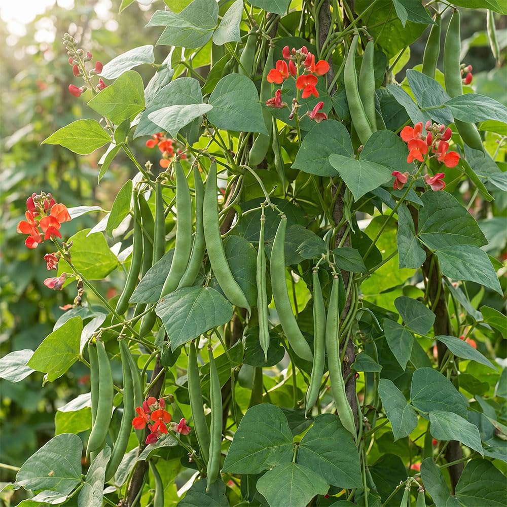 Runner Bean Hestia Dwarf Seeds – Compact Patio Variety – Ideal for Containers – Decorative Red & White Flowers – Summer Vegetable Seeds – Rich in Vitamin C, Iron & Fibre