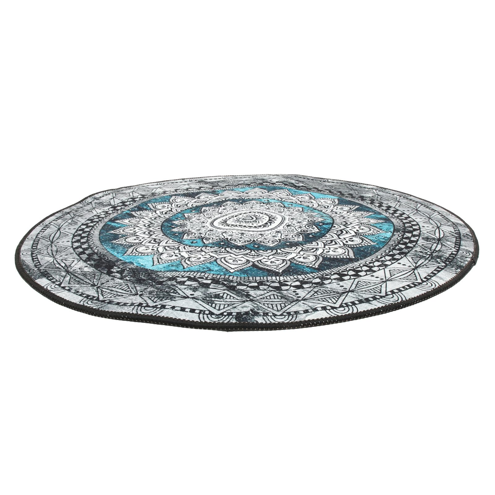 Tapis rond mandala anti-poussière 80 cm en tissu facile d'entretien pour bureau et chambre