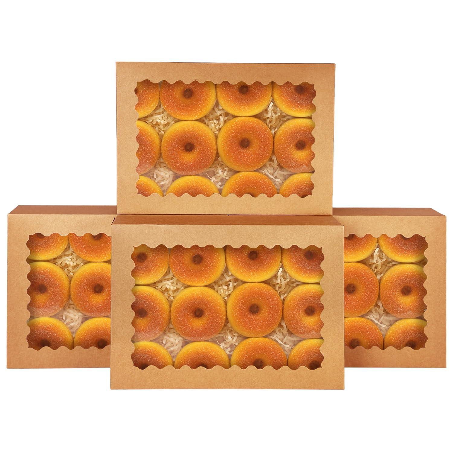 Photo 1 of qiqee Brown Cookie Box with Window 14x10x2.5 inch (24 Pcs)