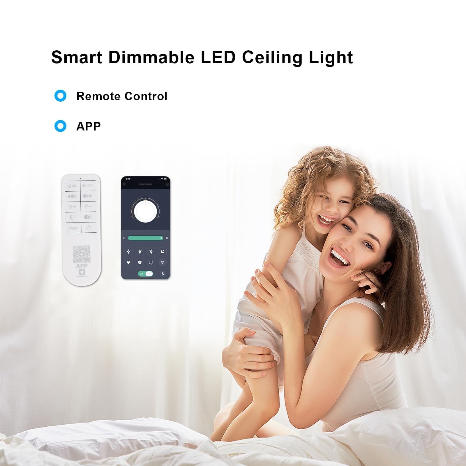 Goeco Modern Ceiling Light, 14-Petals LED Dimmable White Acrylic Flower Design Flush Mount Ceiling Light, 3000K-6500K With APP/Remote Control For Living Room, Dining Room, Kitchen