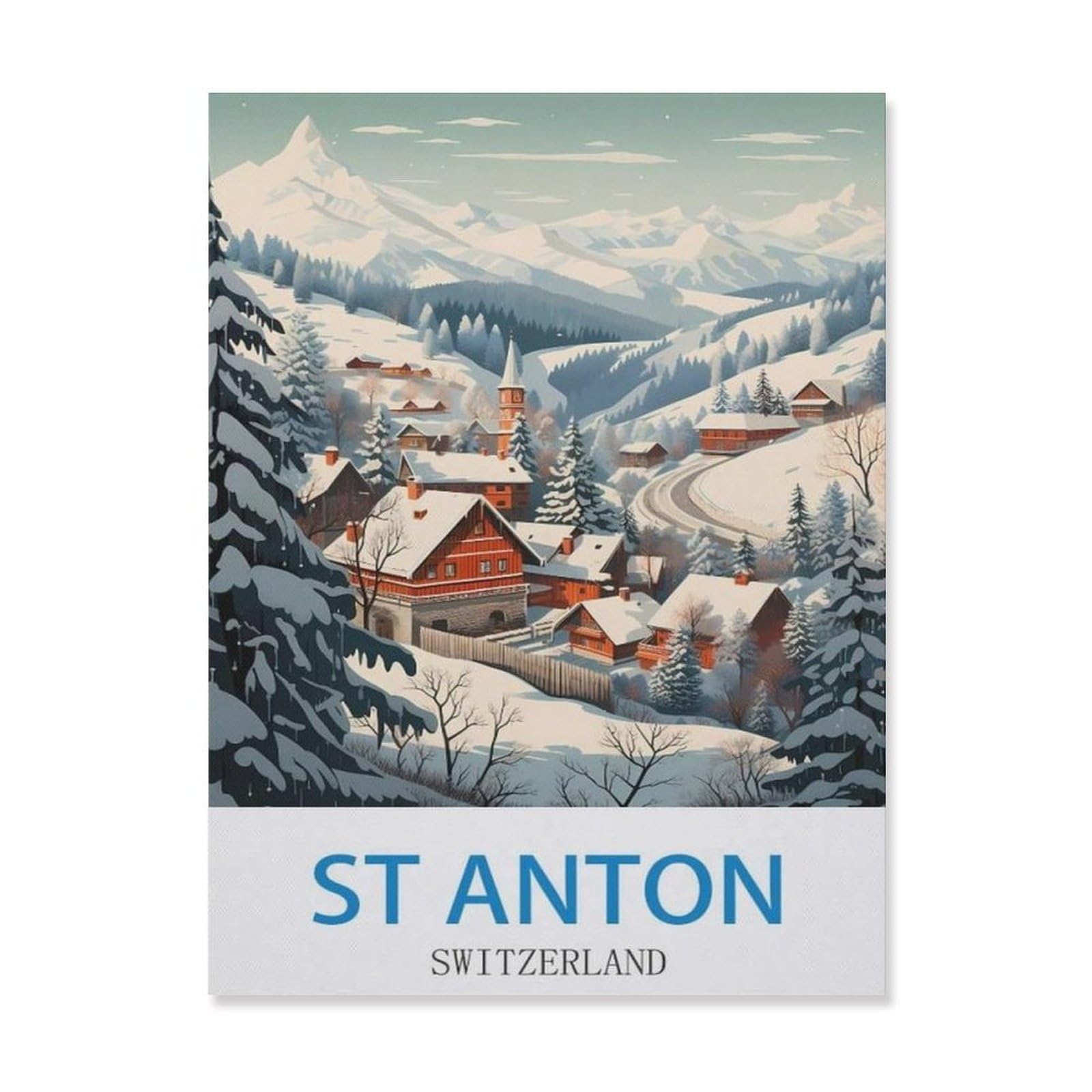 St Anton Switzerland，Funny Vintage Metal Tin Sign Kitchen Bathroom Office Garage Bar Cafe Restaurant Shop Cave Home Wall Decor Art Ideas Gift Tin Sign(15x30cm）6x12 inch-EG55