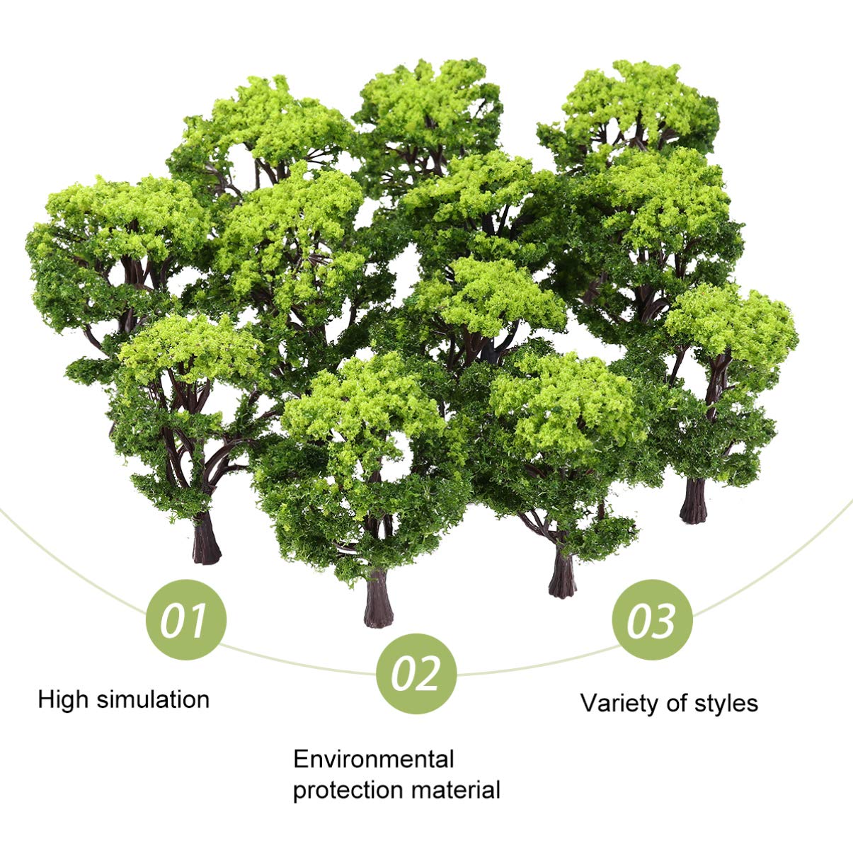 Albero Modello Paesaggio 1: 50 12 Pezzi Verde Plastico