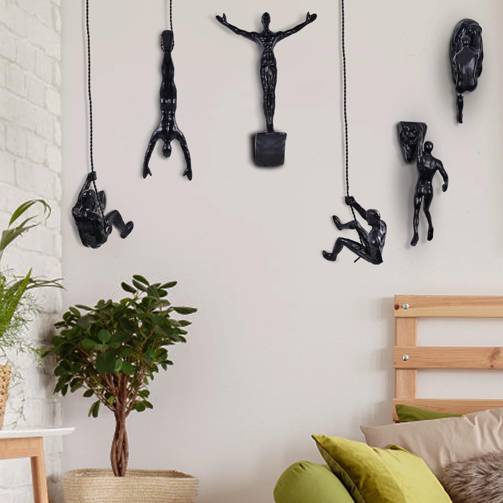 6er Set Kletterer Wanddeko Skulptur – Nordisch-Moderne Deko Figur, Einzigartige Kletternde Figur für Heim & Büro
