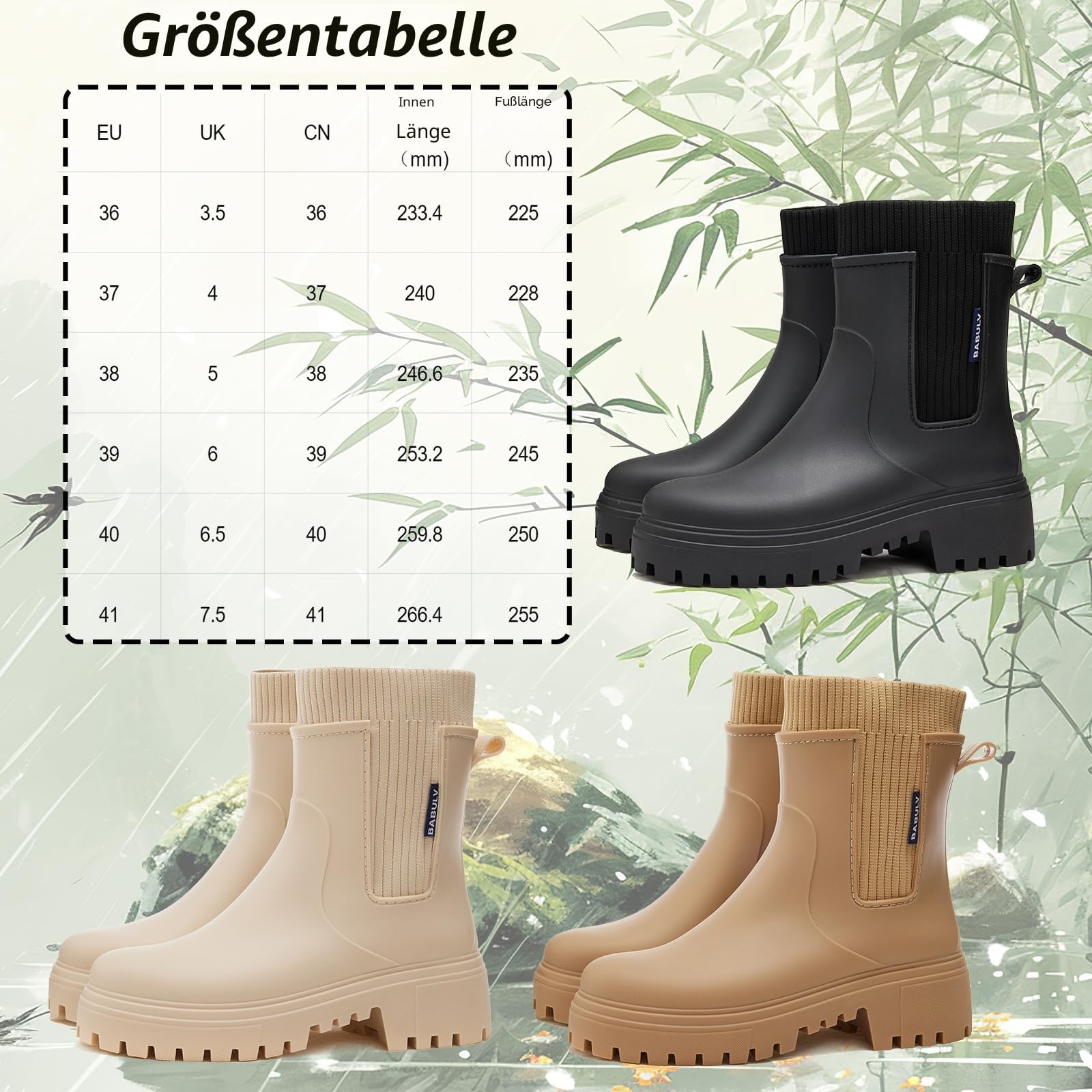 AONETIGER Gummistiefel Damen Regenschuhe Halbhoch Wasserdicht 36-41 EU