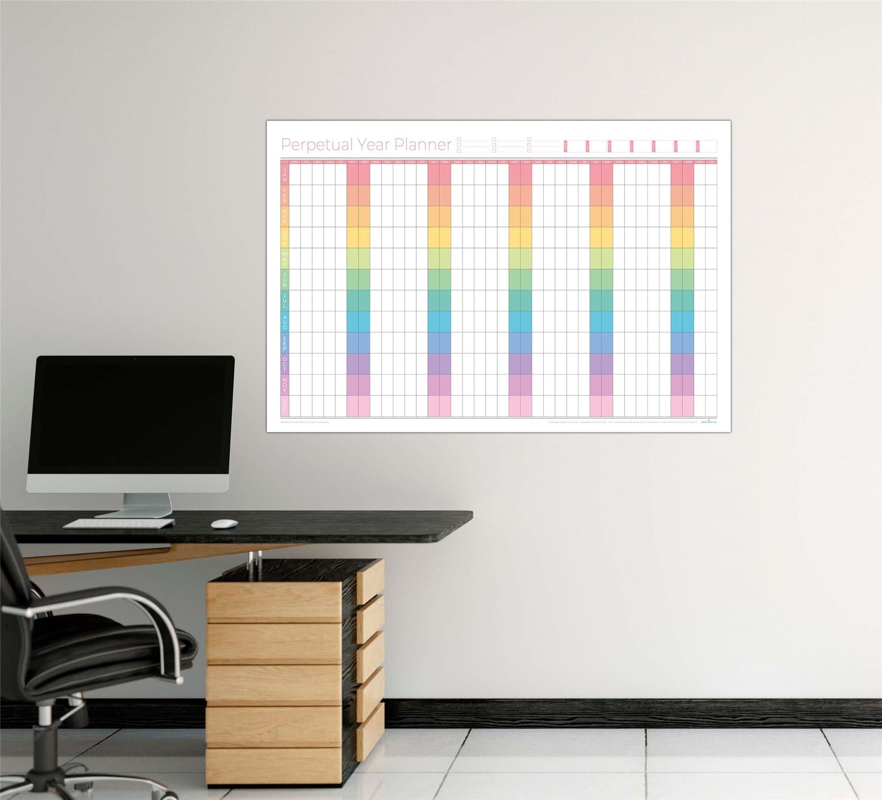 Sponsored Ad – Perpetual Year Wall Planner With Repositionable Date Strips - Large 90cmx61cm - Laminated Reusable Wall Planner Calendar Ideal For Office, School, University, Home