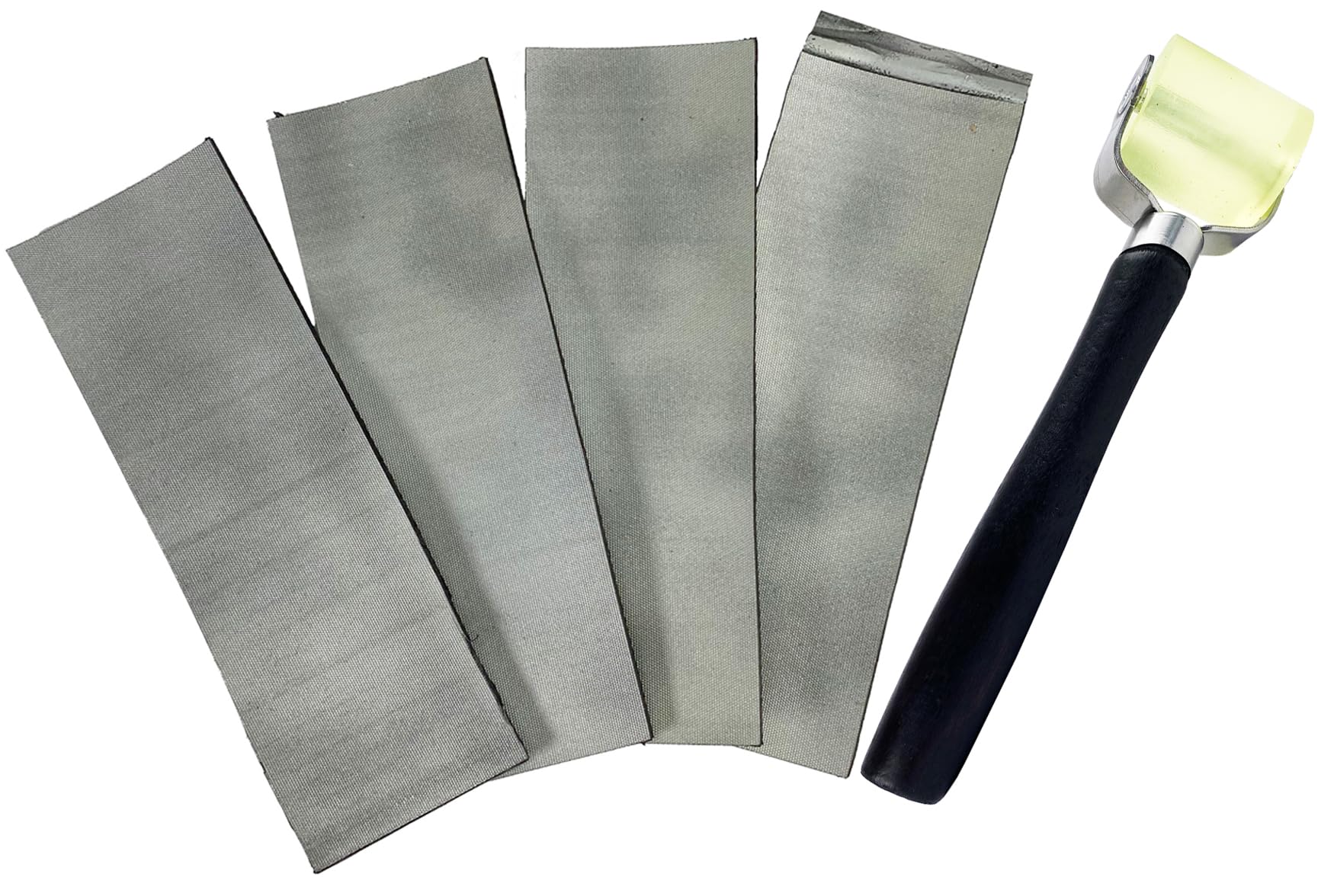 WELDINGER Set Dachrinnenpflaster Zink 250x80 mm (4 Stück) + Andrückrolle Silikon