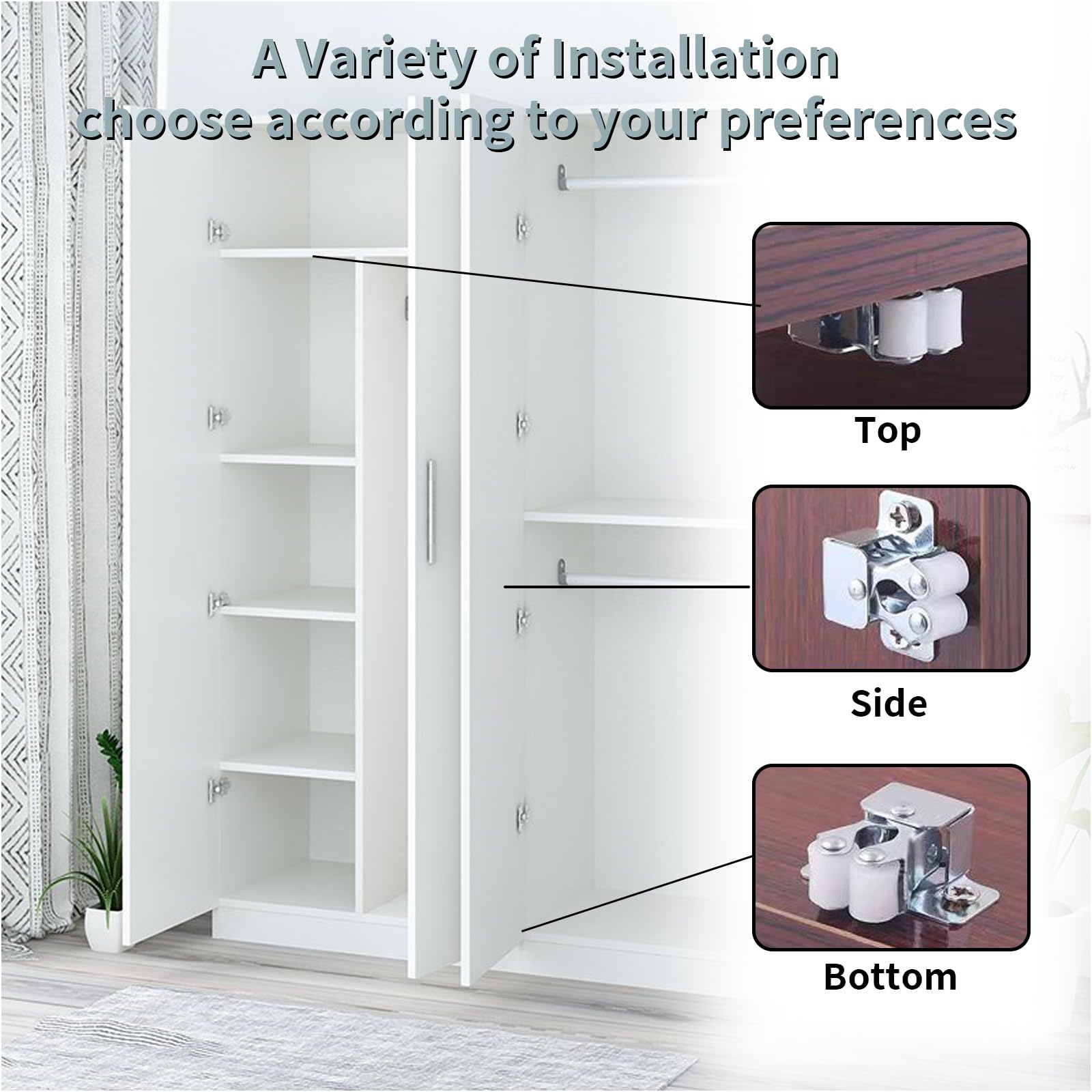 20 Pièces Loqueteaux De Porte Placard À Double Rouleau,Loquet