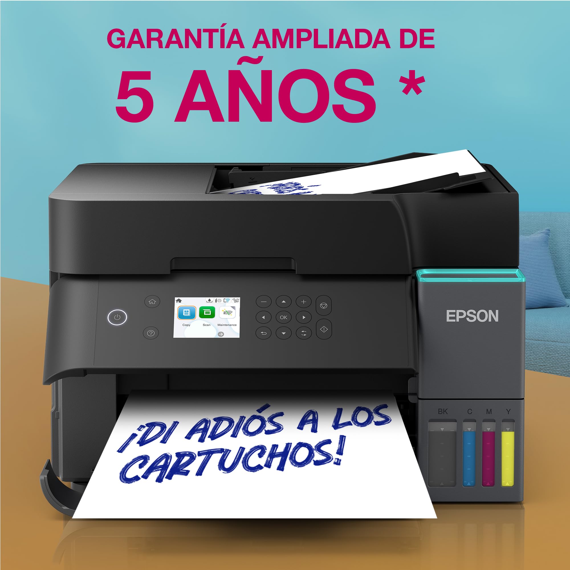 Epson EcoTank ET-3950 Impresora de Depósito de Tinta Wi-Fi A4 Doble Cara Imprimir Copiar Escanear Pantalla LCD 6,1cm ADF 30 Hojas Tinta Incluida