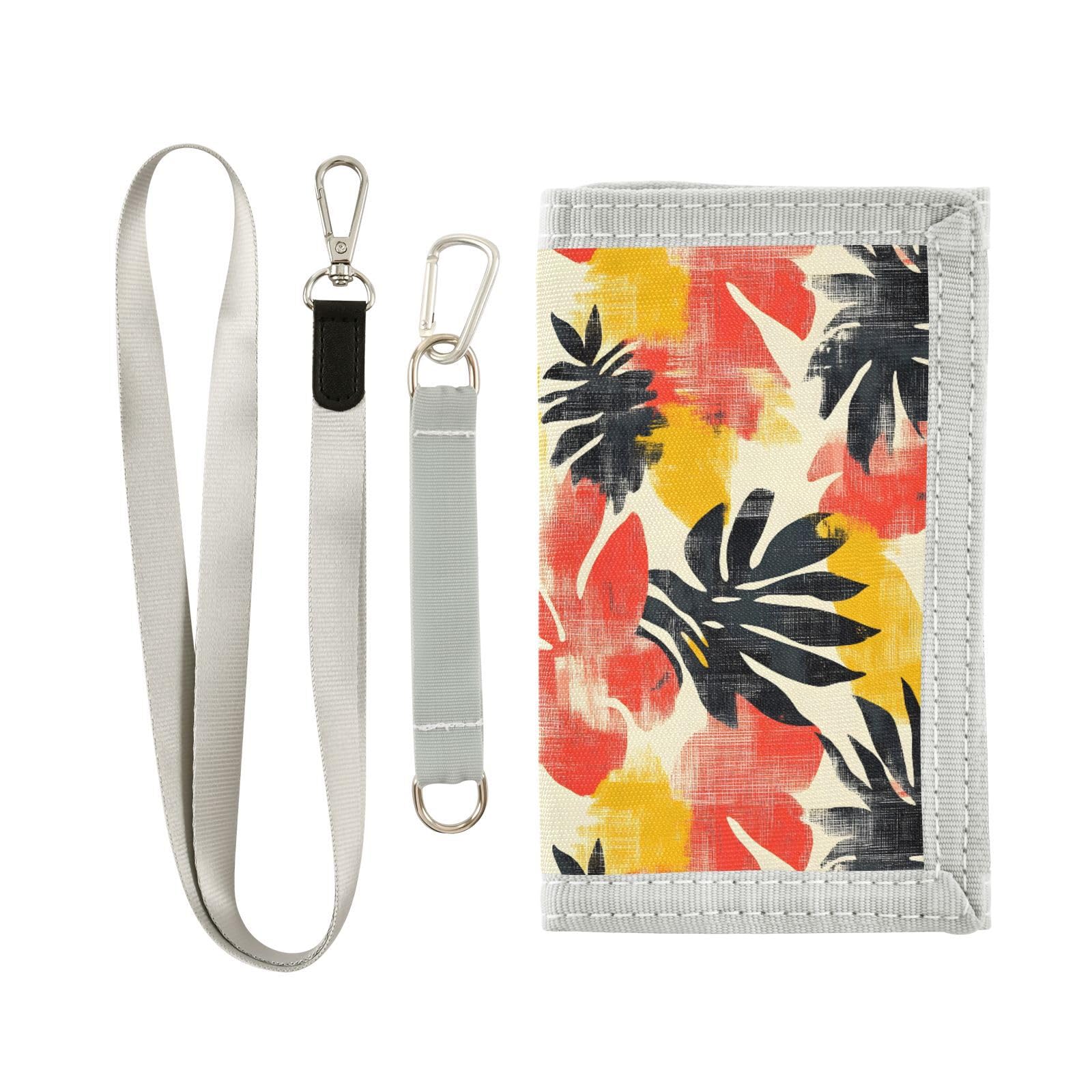 FOLIOSA Kids Wallet for Boys Girls Tropical Leaves Print Youth Wallet with Zipper Pocket Card Holders, Novelty Wallet 4.9×2.9 in