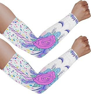 Mangas de braço com proteção solar UV para homens e mulheres, mangas de flores de unicórnio rosa protegem os braços esportes mangas de braço proteção solar mangas de braço capa protetora UV, Unicórnio