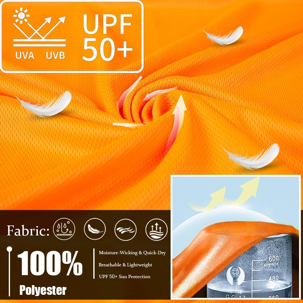 3PC or 6PC Men’s UPF 50+ Sun Protection Lightweight Long Sleeve Hoodie, Quick-Dry SPF UV Shirt for Outdoor Active Wear - Image 5