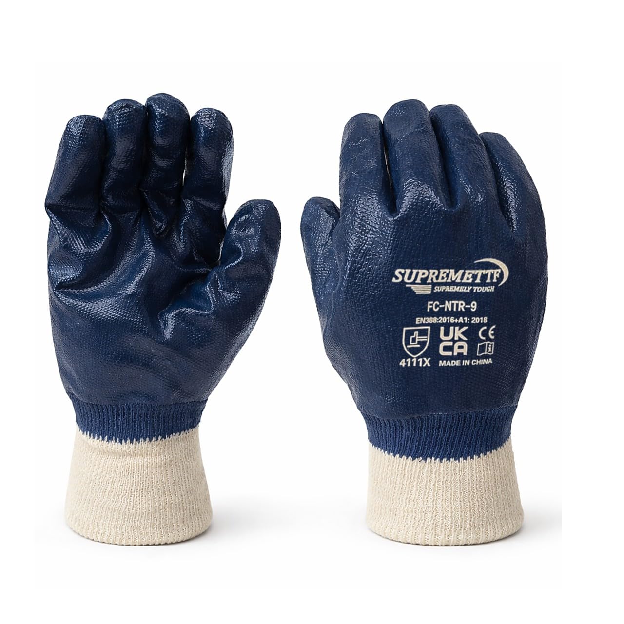 Supreme TTF Heavy Duty Oil Resistant Fully Nitrile Coated Work Gloves EN388 4111X - for Construction, Mechanical & Industrial Handling - Pack of 6 Pairs (2XL / Size 11)