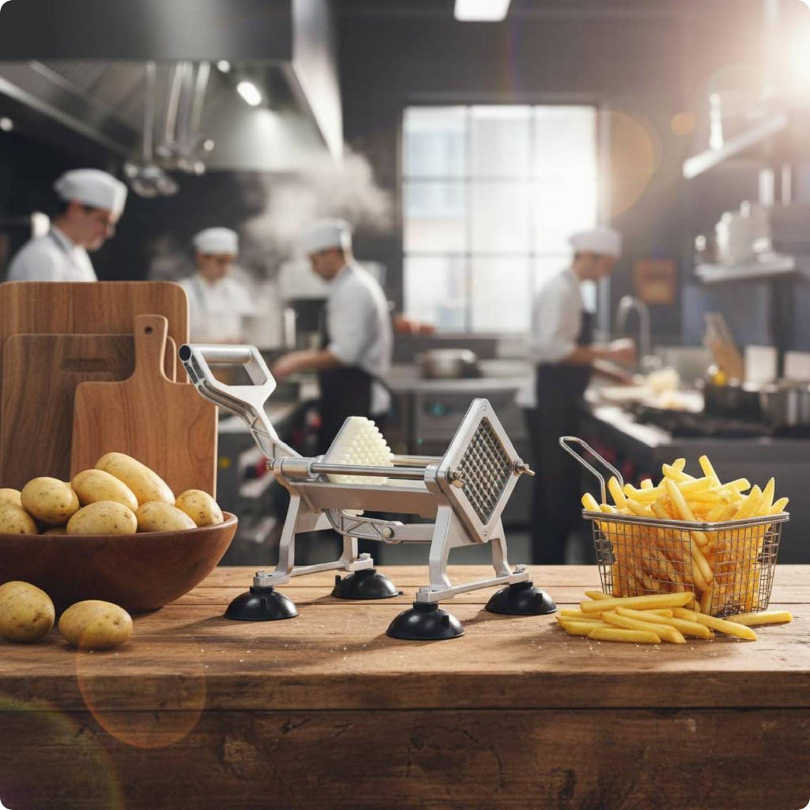 kowaku de Patatas Comercial a de Patatas Rebanadora de Verduras de de Cocina Profesional Estructura Metálica Robusta con Base, Cortador De Patatas Fritas Sin Ventosas, Modelo Mejorado Y Engrosado