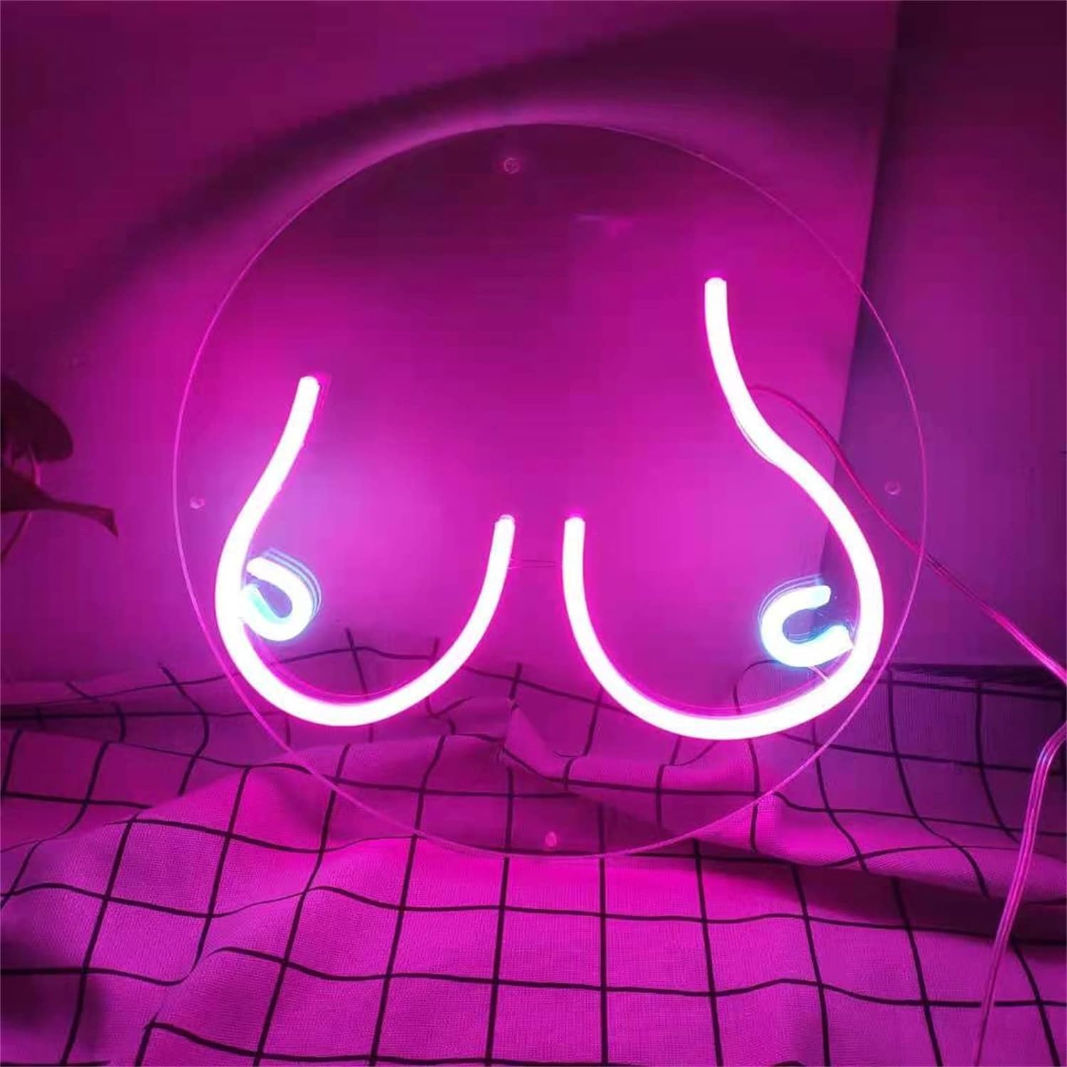 Insegna al neon a LED Insegne al neon in acrilico a LED, Rosa Sexy Beauty Busto Lady Body Art Insegna Luci Camera da letto Appeso a parete Lampada murale Bar Party Club Decor, 30x30 cm