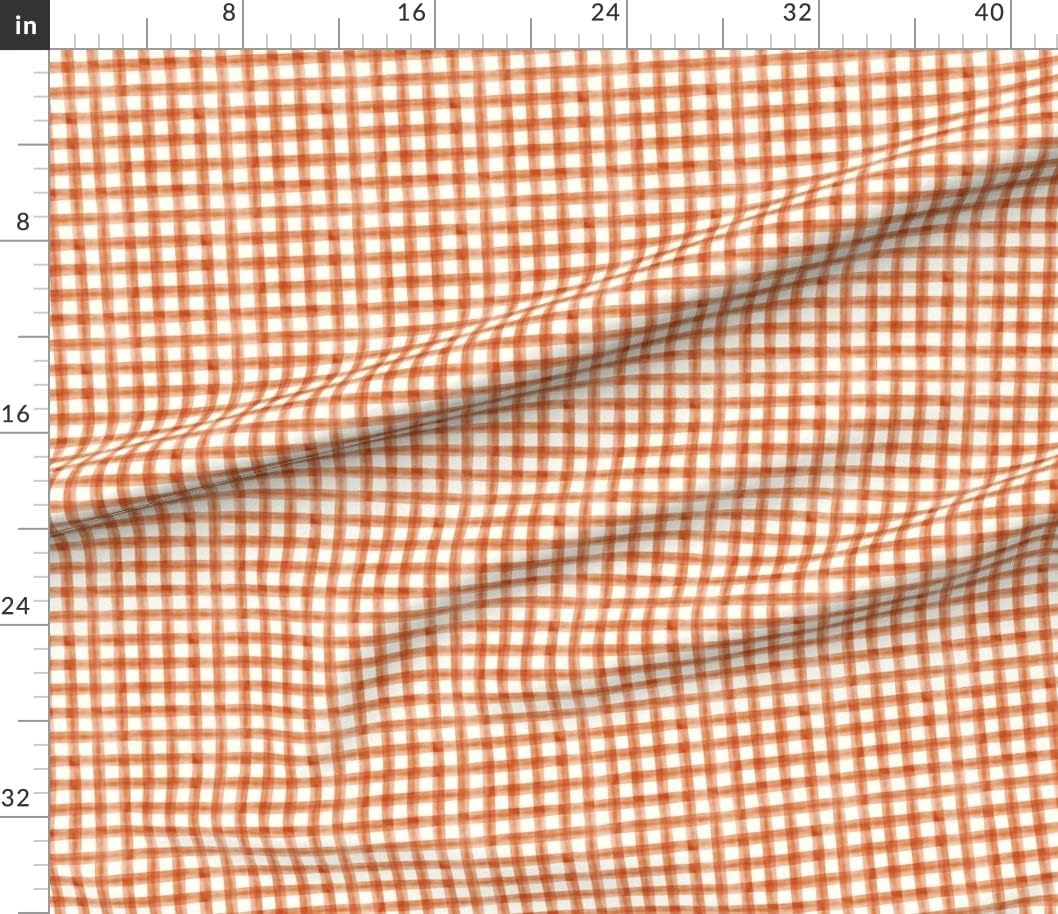 Spoonflower Fabric - Thanksgiving Fall Colors Burnt Orange Watercolor Plaid Pumpkin Printed on Petal Signature Cotton Fabric Fat Quarter - Sewing Quilting Apparel Crafts Decor