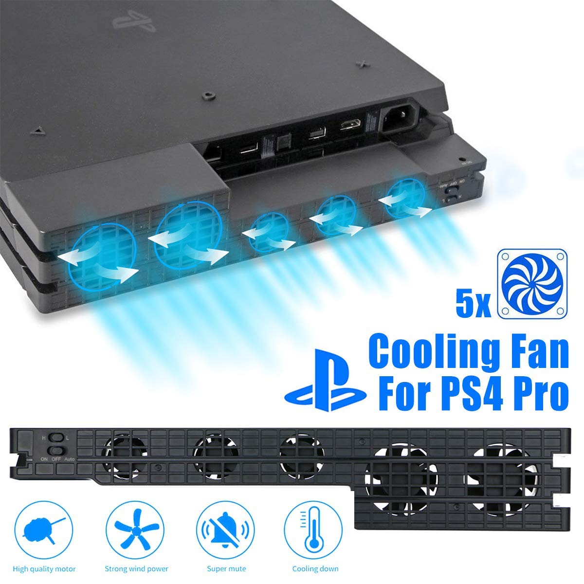 Tobo – (TP4-831) PS4 Pro Cooling Fan, USB External 5-Fan Super Turbo Temperature Cooling Fan with USB Cable for PlayStation 4 Pro Gaming Console (Pro Only).(TD-375GA-02) Tobo – (TP4-831) PS4 Pro Cooling Fan, USB External 5-Fan Super Turbo Temperature Cooling Fan with USB Cable for PlayStation 4 Pro Gaming Console (Pro Only).(TD-375GA-02)