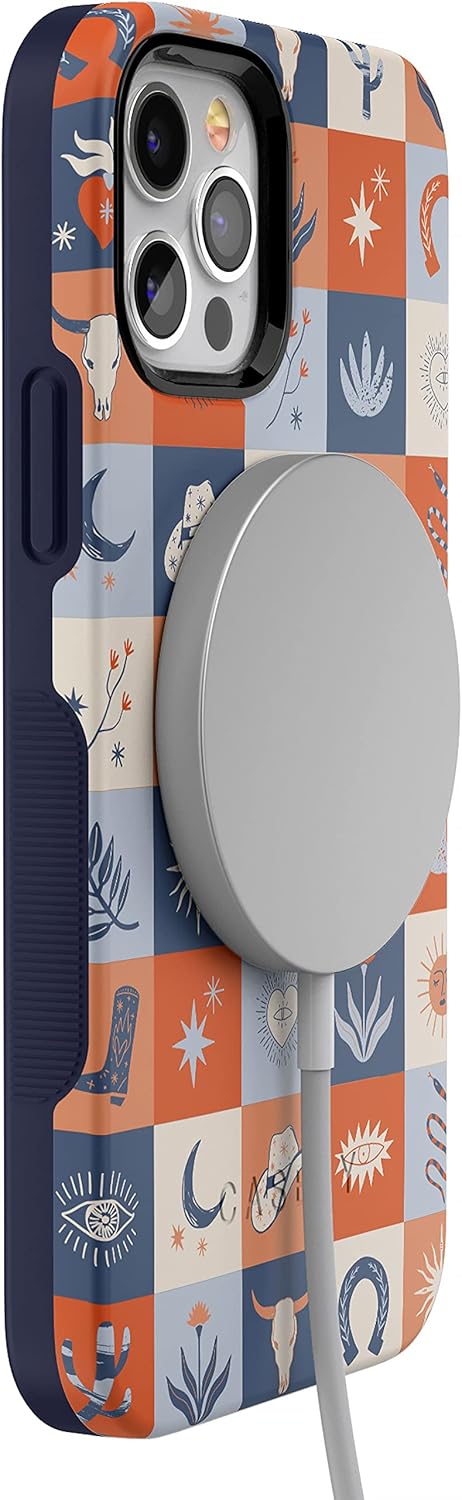 Casely iPhone 12/12 Pro Case | Dirt Road Chic | Western Squares | Bold Protective Design | Compatible with MagSafe