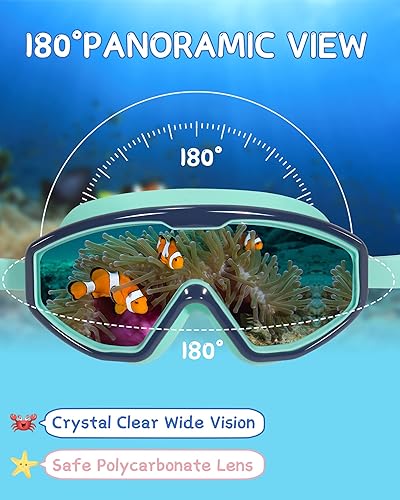 Miniatura 10 de Water Space Paquete de 2 gafas de natación para niños y niñas de 3 a 15 años, visión amplia, antivaho con protección UV e impermeables