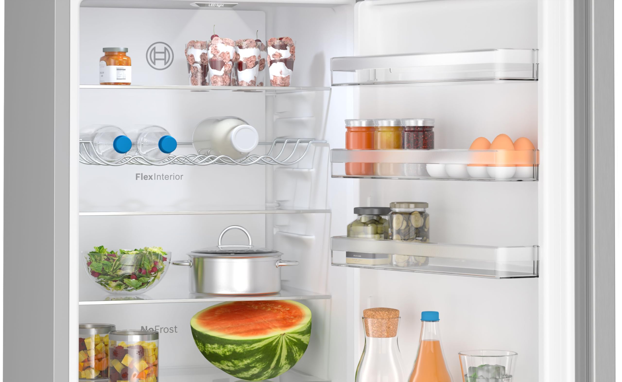 Bosch KGN39VLCT Serie 4, Frigorifero combinato da libera installazione, NoFrost, VitaFresh XXL: Spazio extra-large per i tuoi cibi freschi, PerfectFit, Luce LED, Acciaio, 203 x 60 cm