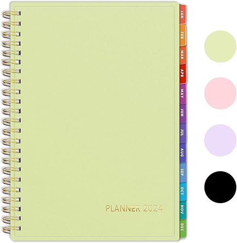 SUNEE Agenda semanal y mensual 2024, de enero de 2024 a diciembre de 2024, agenda diaria de 6.4 x 8.3 pulgadas con pestaña mensual, cubierta