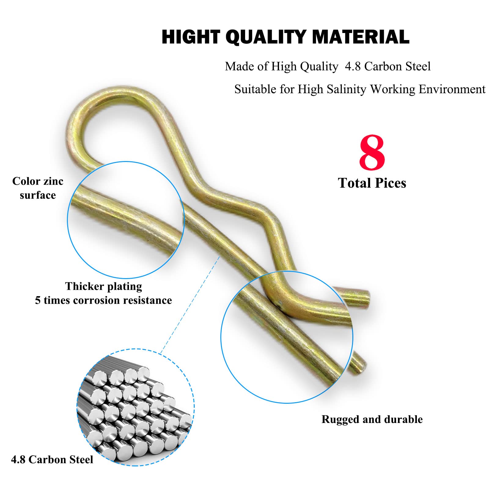 Snapklik.com : 8Pcs Heavy Duty Hitch Pins Clip R Clips Spring Retaining ...