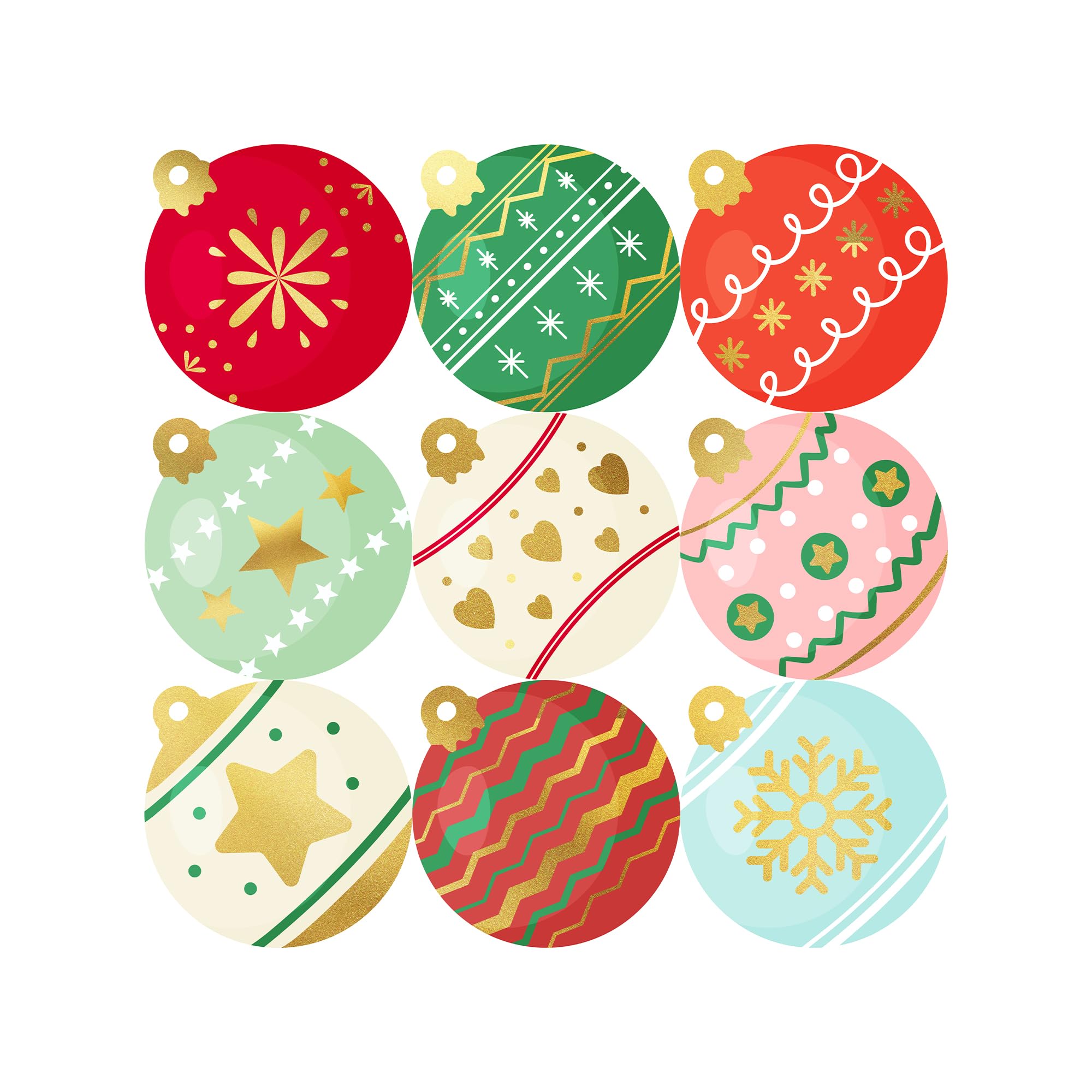 Mobiusea Creation Ornaments Design Christmas Stickers | Christmas Envelope Seals | Waterproof | 135-Pack for Holiday Stickers for Envelopes