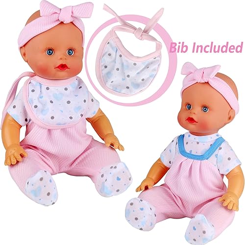 Miniatura 5 de 6 piezas para muñecas de bebé de 9-10-11 pulgadas, trajes de recién nacido con muñeca de oso, regalo de cumpleaños y Navidad