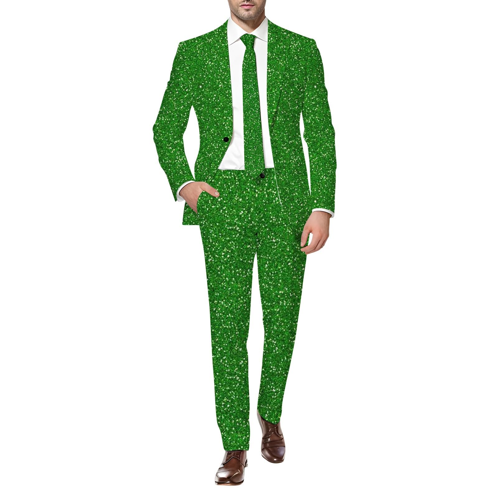 RUMAOZIA Men's Sequin Suit Set, Glitter Outfit, Men's Tuxedo Carnival 2-Piece Disco Sets, Glitter Jacket and Trousers, Carnival Metallic Sequin Suits, Glitter Suit, Party Performance Costume, Z05