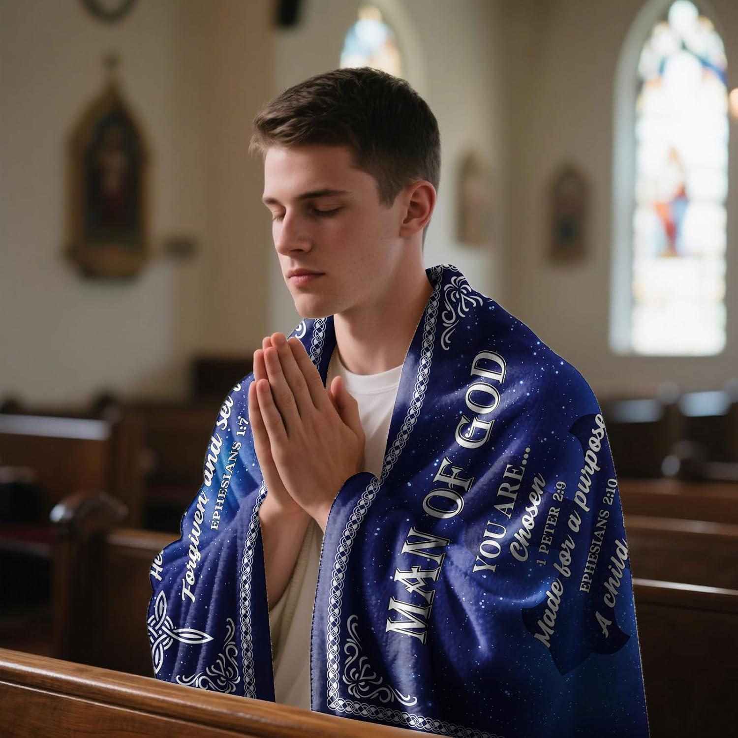 Christian Blanket 60"x50", Christian Gifts for Men, Man of God Gifts for Men, Religious Gifts for Mens, Bible/Catholic/Jesus/Spiritual Gift for Mens, Christmas Birthday Gift for Man of God - Image 2