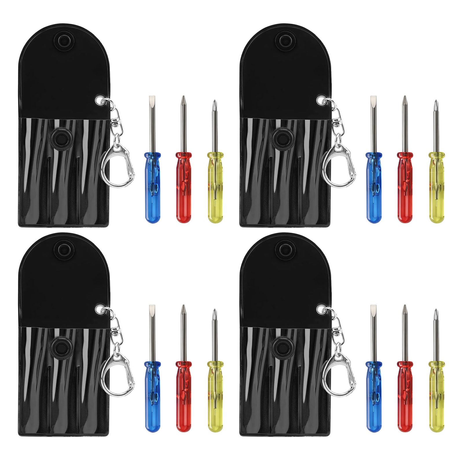 Shntig 4 Pack 3 In 1 Small Screwdriver Keychain Handy Pocket Sized Screwdriver Keychain Opening Disassemble Repair Part Tool Set