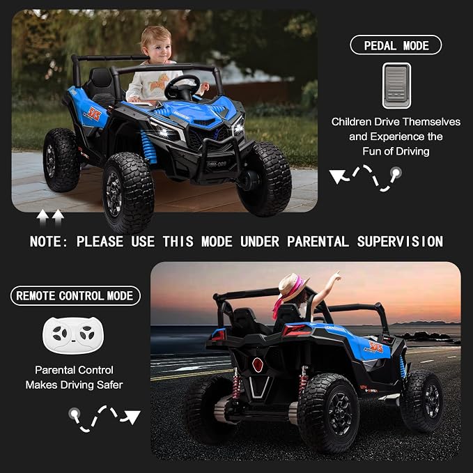 Coche eléctrico para niños MOLACHI 24V 2 plazas azul miniatura 6