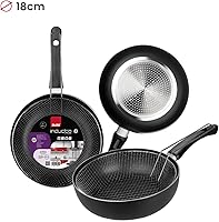 Vista 4 de IBILI Sartén Set Inducta con Cesta 7.1 in, Aluminio, Negro/Plata