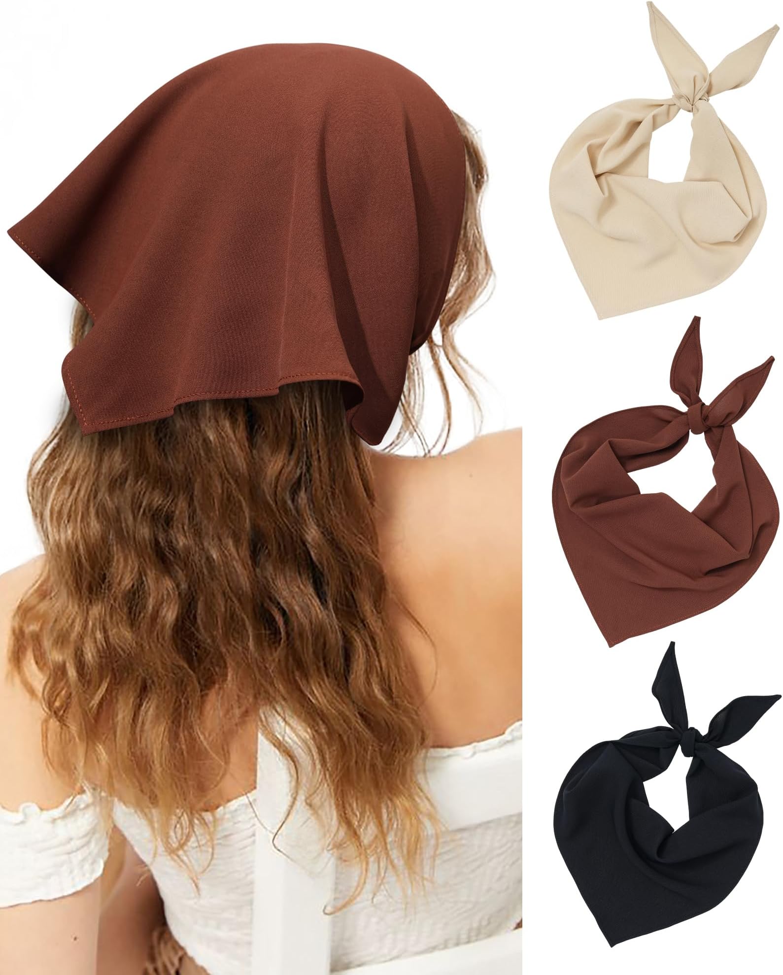 Molans 3Pcs Floral Head Scarf, Chiffon Hair Bandanas Kerchief, Vintage Boho Hair Scarf for Women Girls