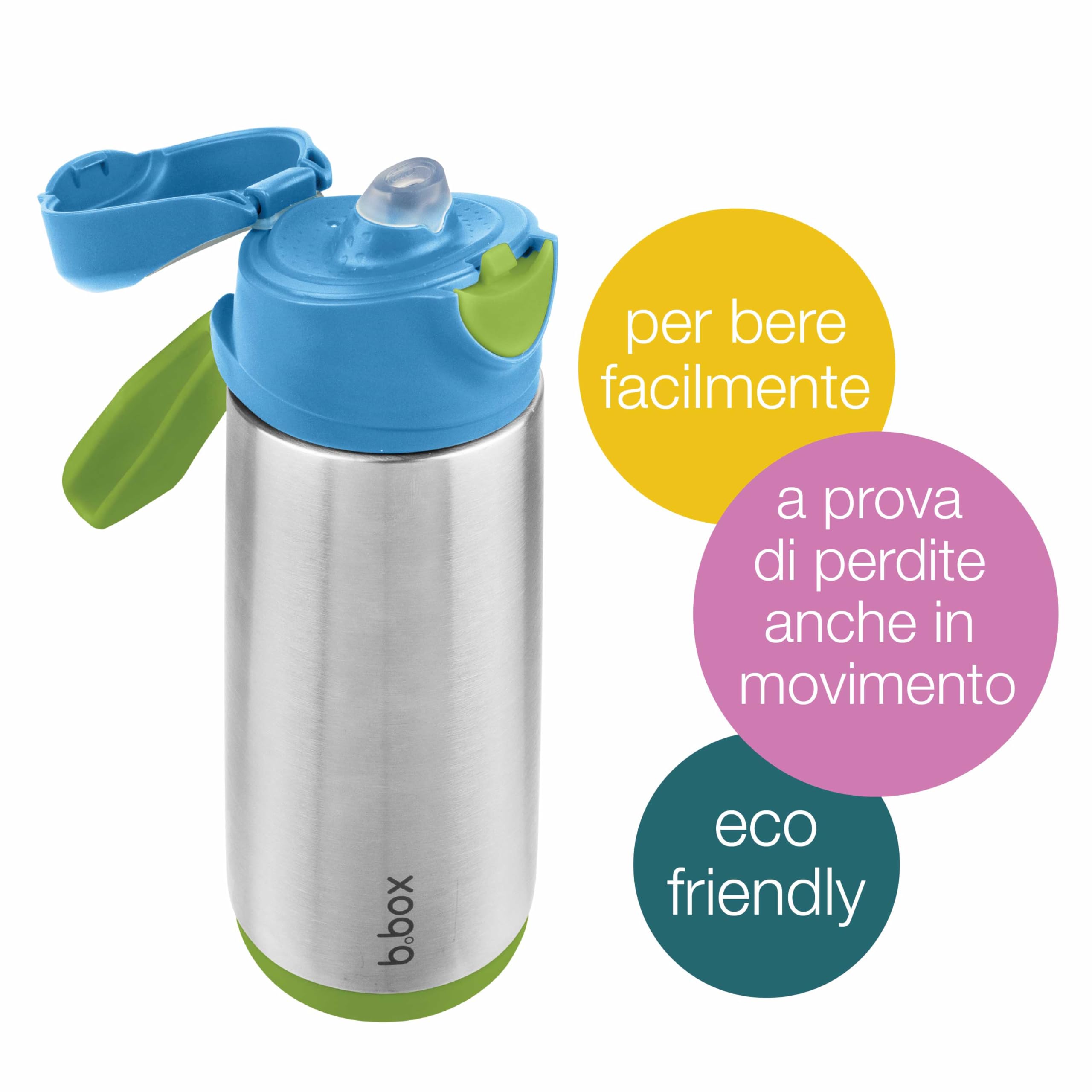 b.box Borraccia Termica con Beccuccio per Sport | Borraccia Bambini Tilt and Sip | Mantiene le Bevande Fredde Fino a 15 Ore, Calde Fino a 8 Ore | 500 ml